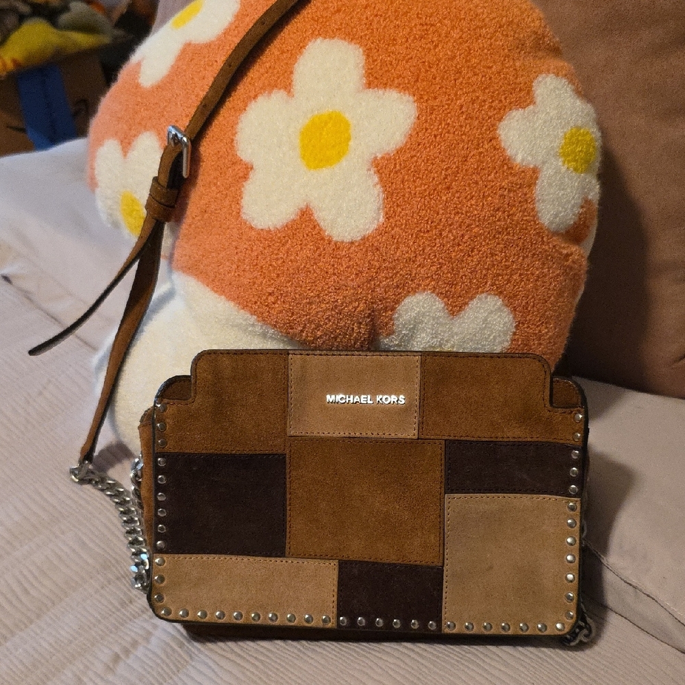 Michael Kors Tan And Brown Patchwork Crossbody Bag - image 1